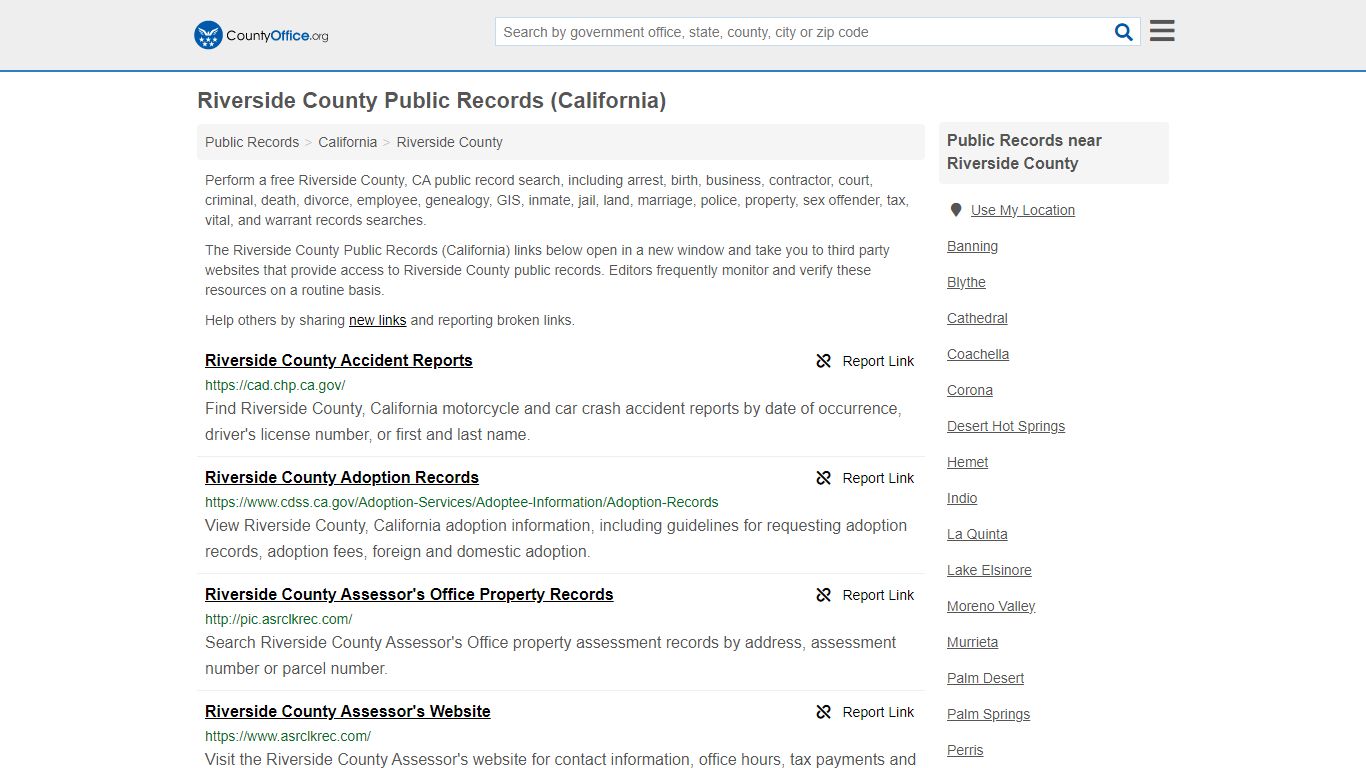 Public Records - Riverside County, CA (Business, Criminal, GIS ...